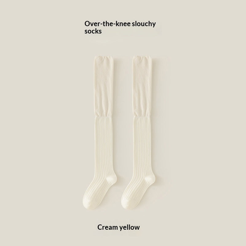 Womens Knee-High Cotton Socks For Spring And Autumn