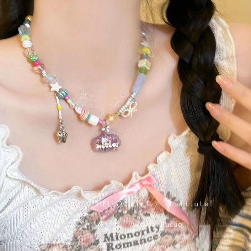 Candy Colored Dopamine Necklace Versatile For Women