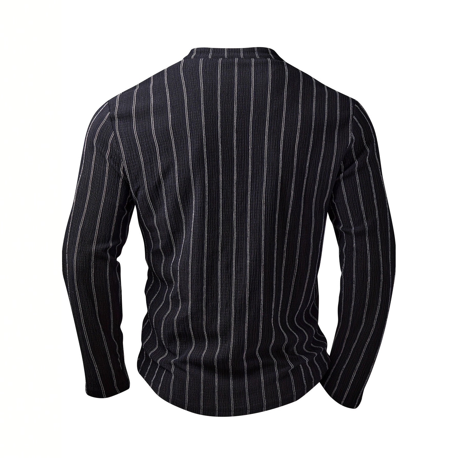 FallWinter Casual Striped Crew-neck Single-breasted Long-sleeve Top