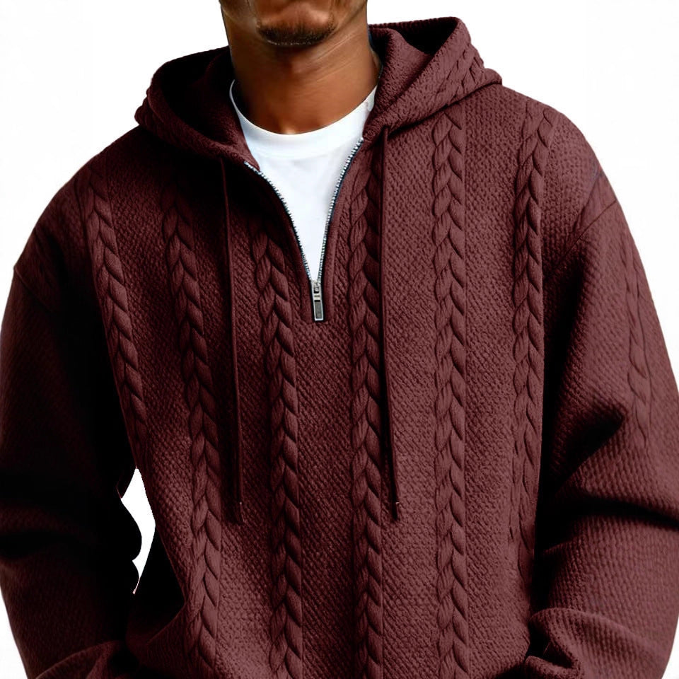 Fashionable Half-zip Hooded Sweatshirt With Long Sleeves