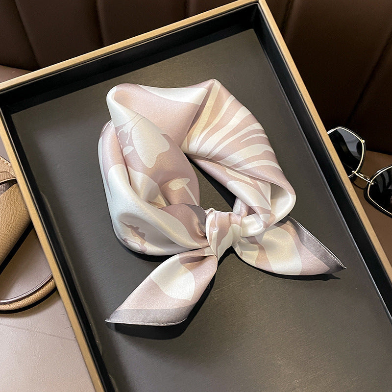 Beige Silk Square Scarf For Womenversatile And Easy To Style