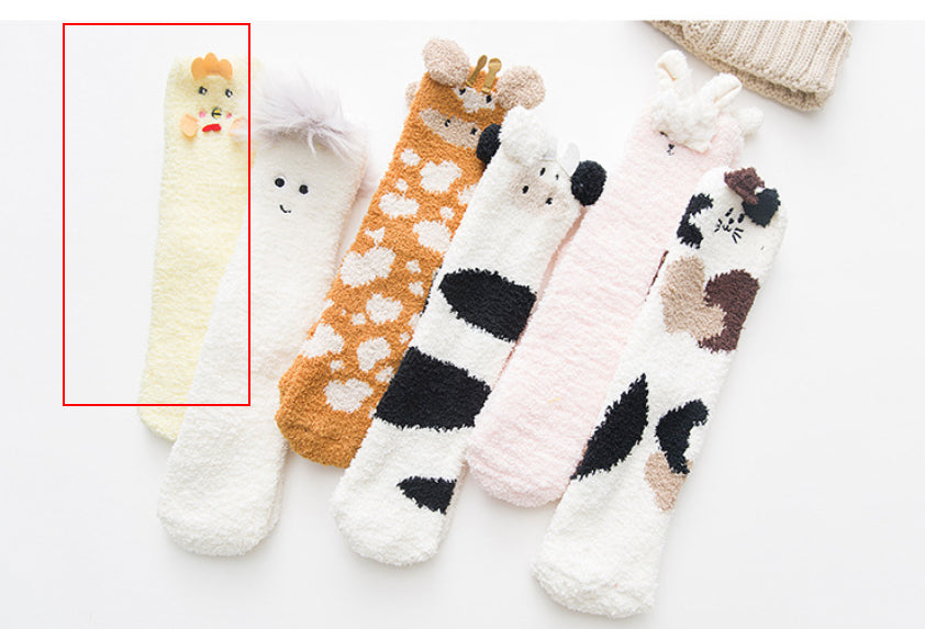 Cute Cartoon Thickened Thermal Home Towel Socks Sleep Floor Socks