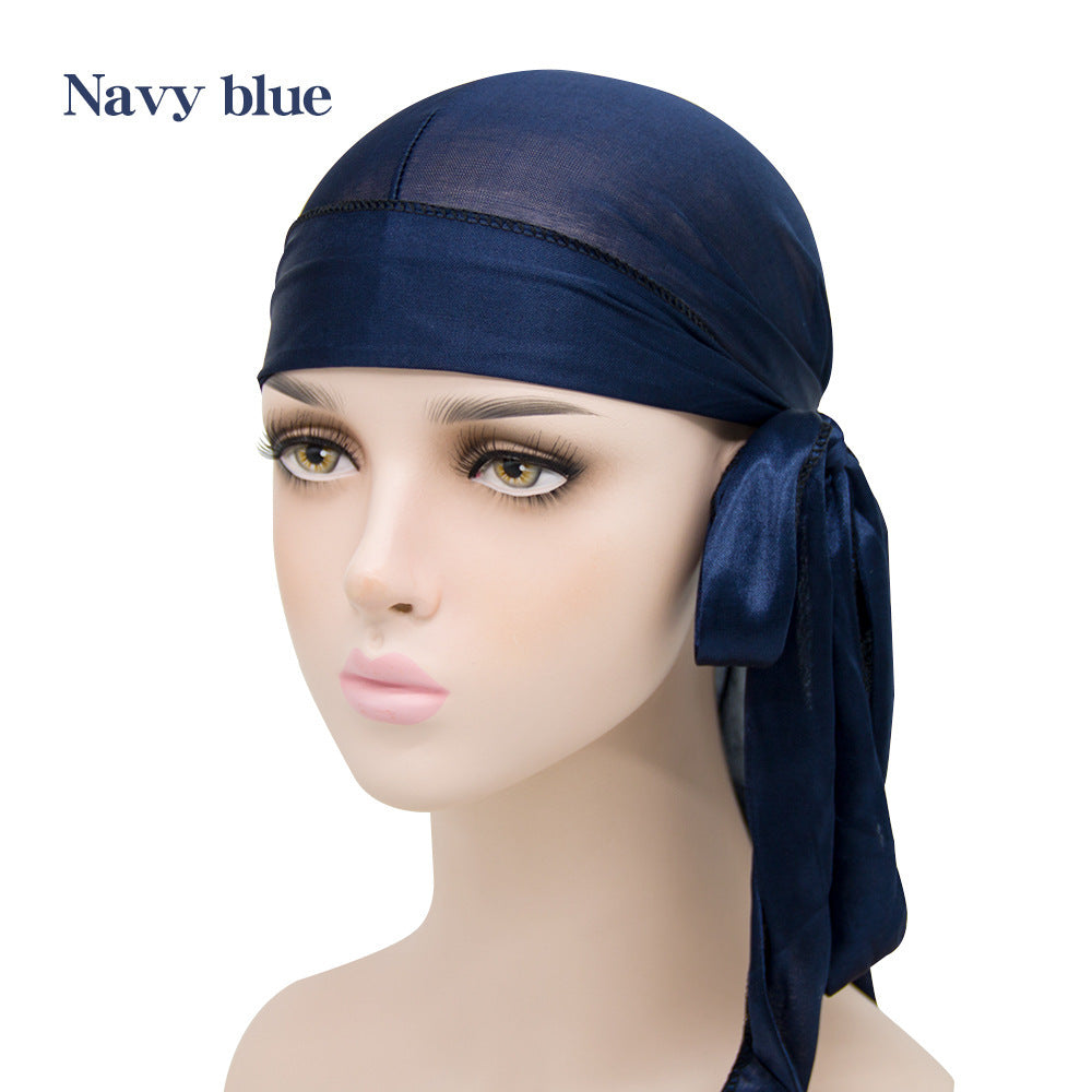 Unisex Satin Long Tail Headwrap  Stretchy Pirate Hat And Hip Hop Turban For Men And Women, Elastic Bandana Cap For Costume And Fashion