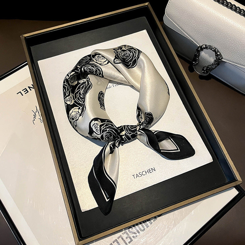 Beige Silk Square Scarf For Womenversatile And Easy To Style