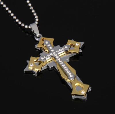 Korean men Cross Necklace titanium multi Diamond Pendant Bible Metrosexual Taobao accessories wholesale explosion