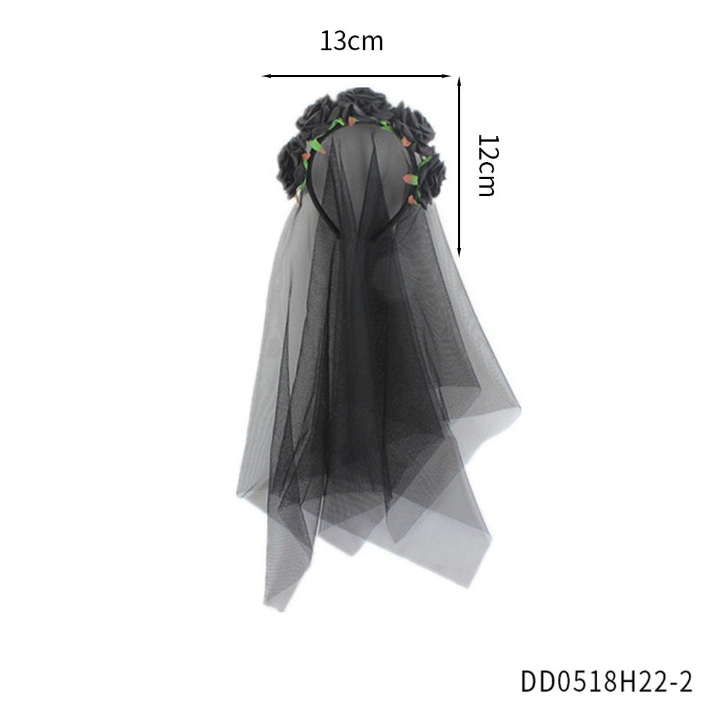 Party Headband Accessory Rose Veil Halloween Mesh Veil Stage Prop