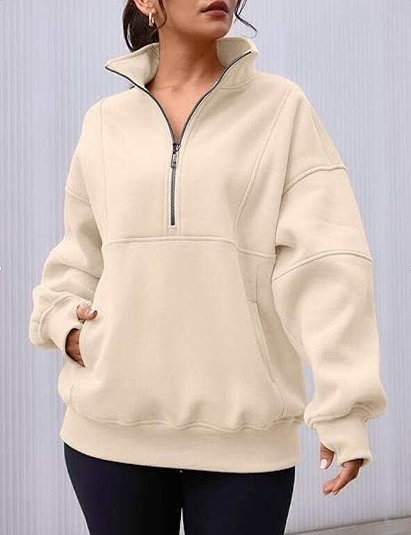 Zipper Patchwork Pocket Brushed Hoody Women's Loose