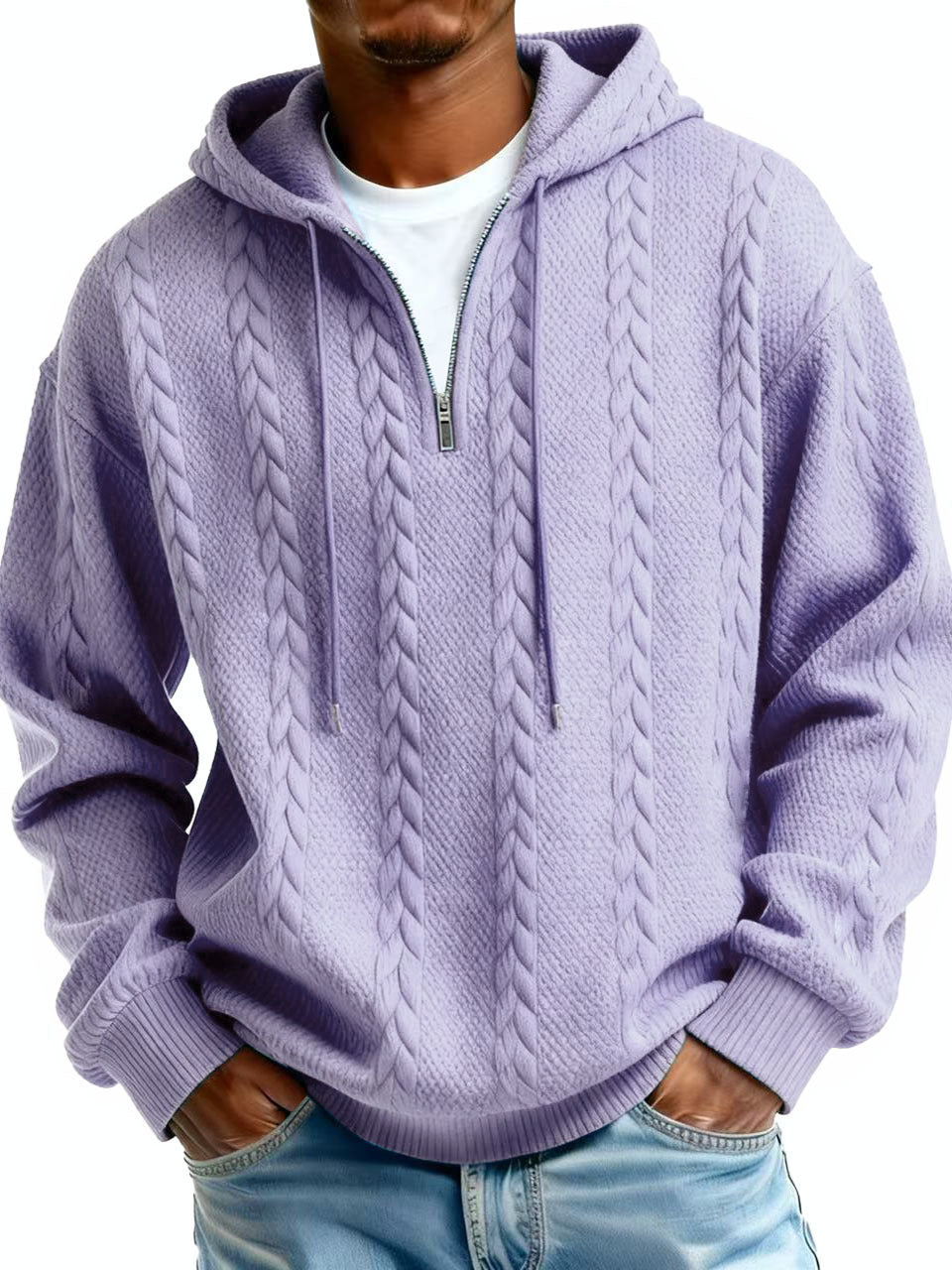 Fashionable Half-zip Hooded Sweatshirt With Long Sleeves