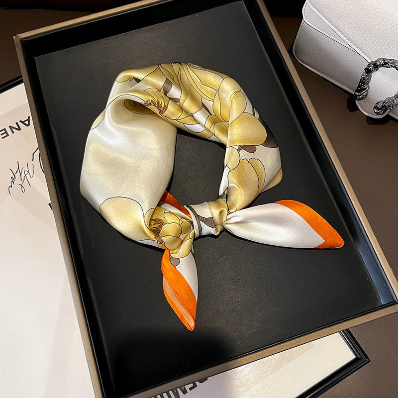 Beige Silk Square Scarf For Womenversatile And Easy To Style