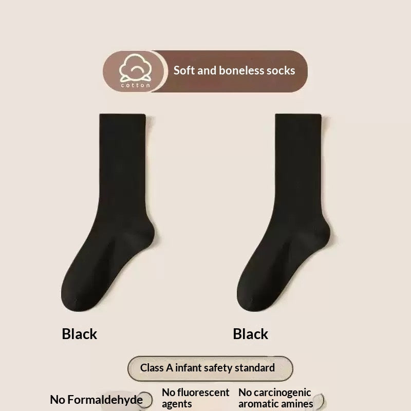 Stylish Boneless Postpartum Socks For Women Solid-color Mid-calf Socks