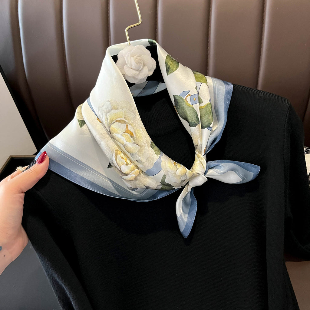 Beige Silk Square Scarf For Womenversatile And Easy To Style