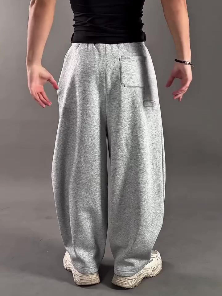 Light Grey Heavyweight Cotton Blend  Wide-Leg Sweatpants