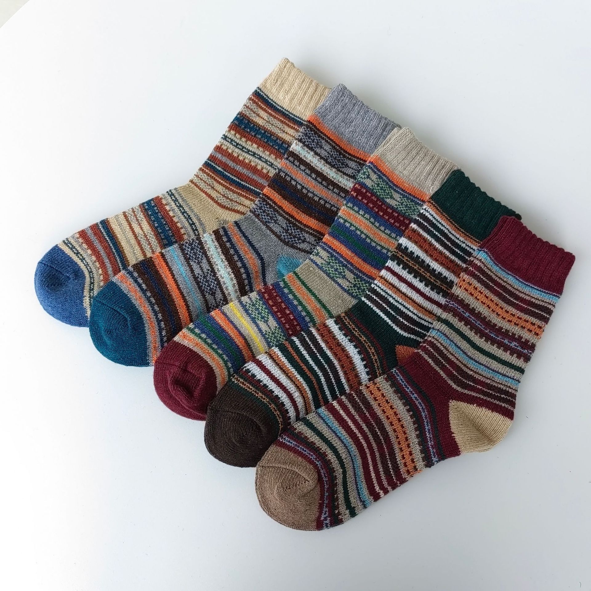Mens Socks Vintage Ethnic-style Wool Socks For Winter