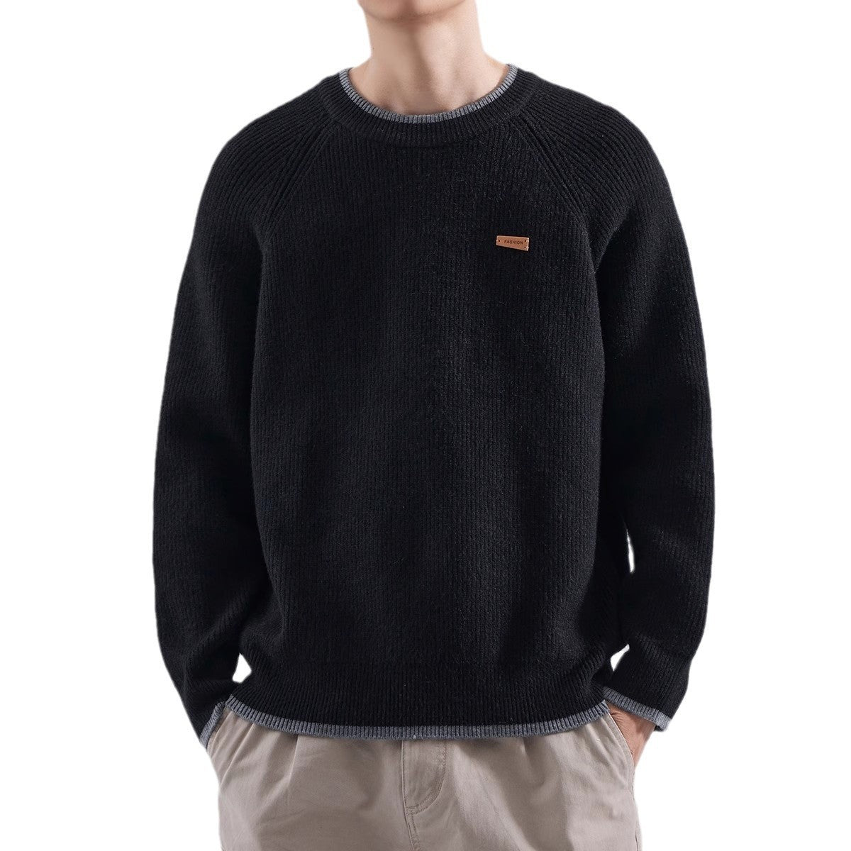 Mens Loose Fit Raglan Knitted Sweater For FallWinter