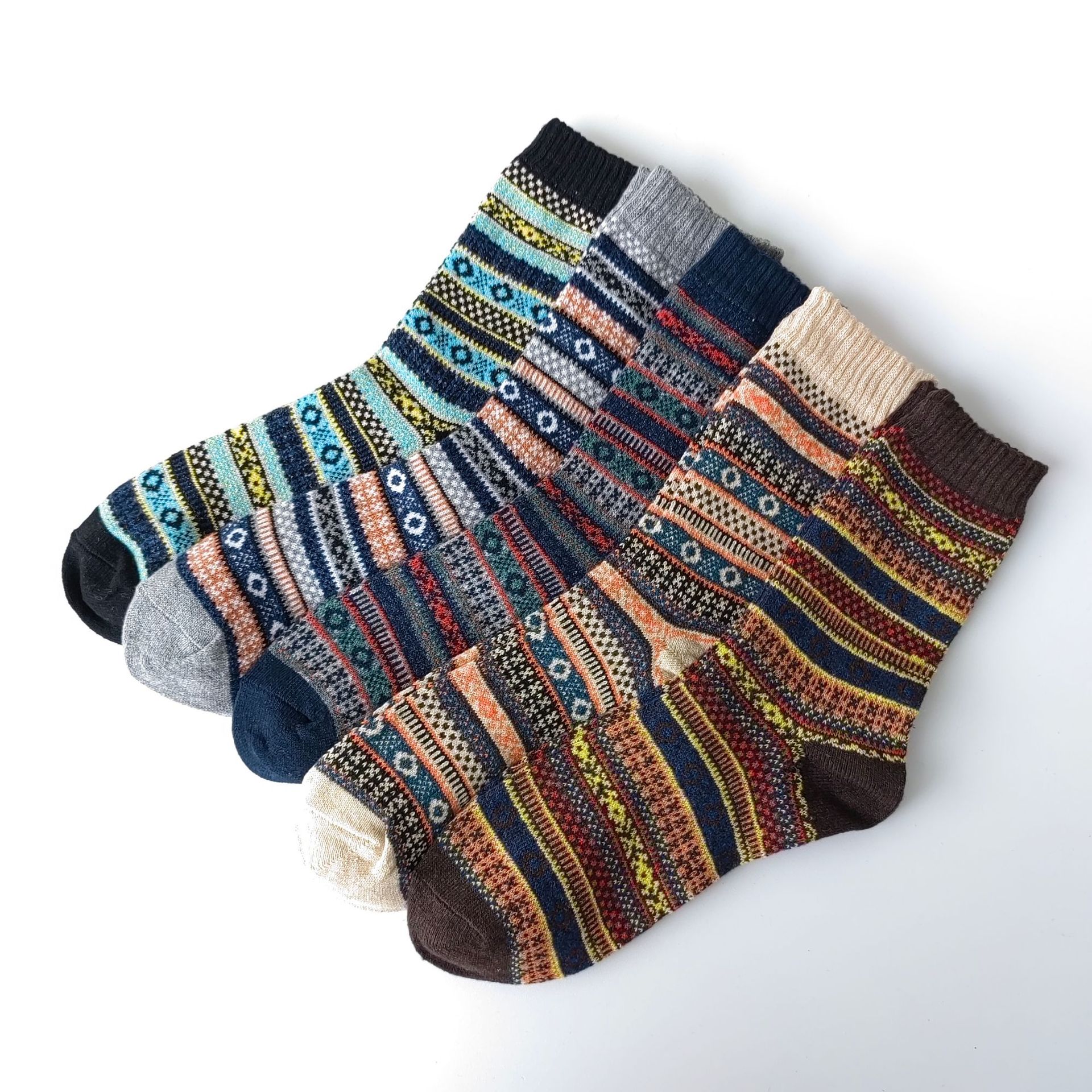 Mens Socks Vintage Ethnic-style Wool Socks For Winter