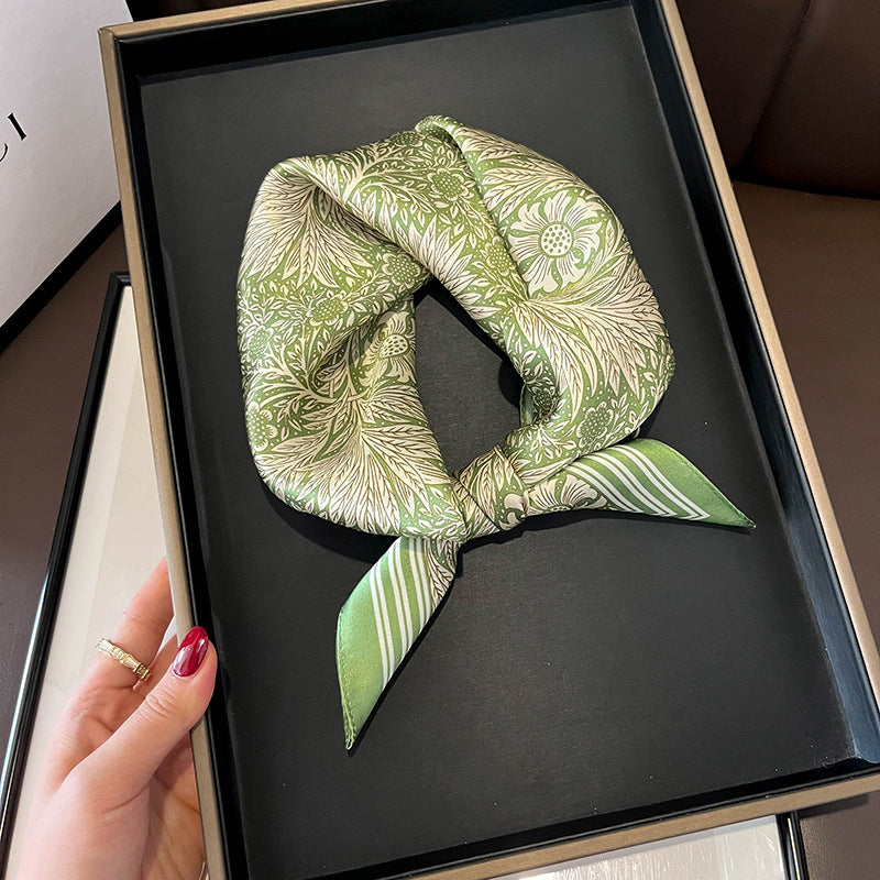 Beige Silk Square Scarf For Womenversatile And Easy To Style