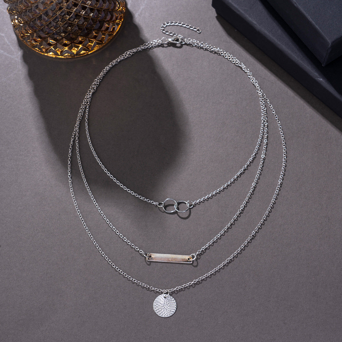 Fashionable Minimalist Multi-layer Rectangular Pendant Necklace