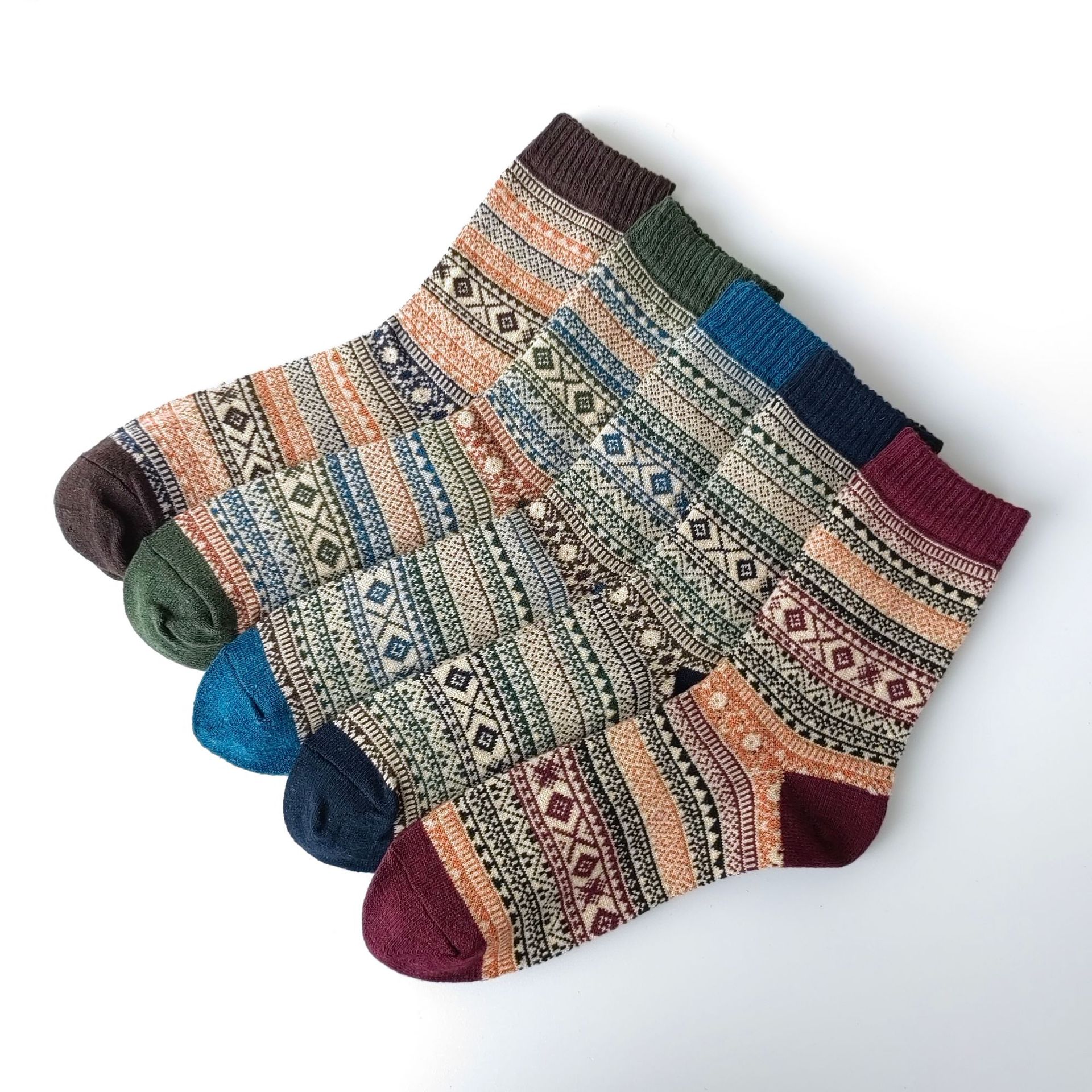 Mens Socks Vintage Ethnic-style Wool Socks For Winter