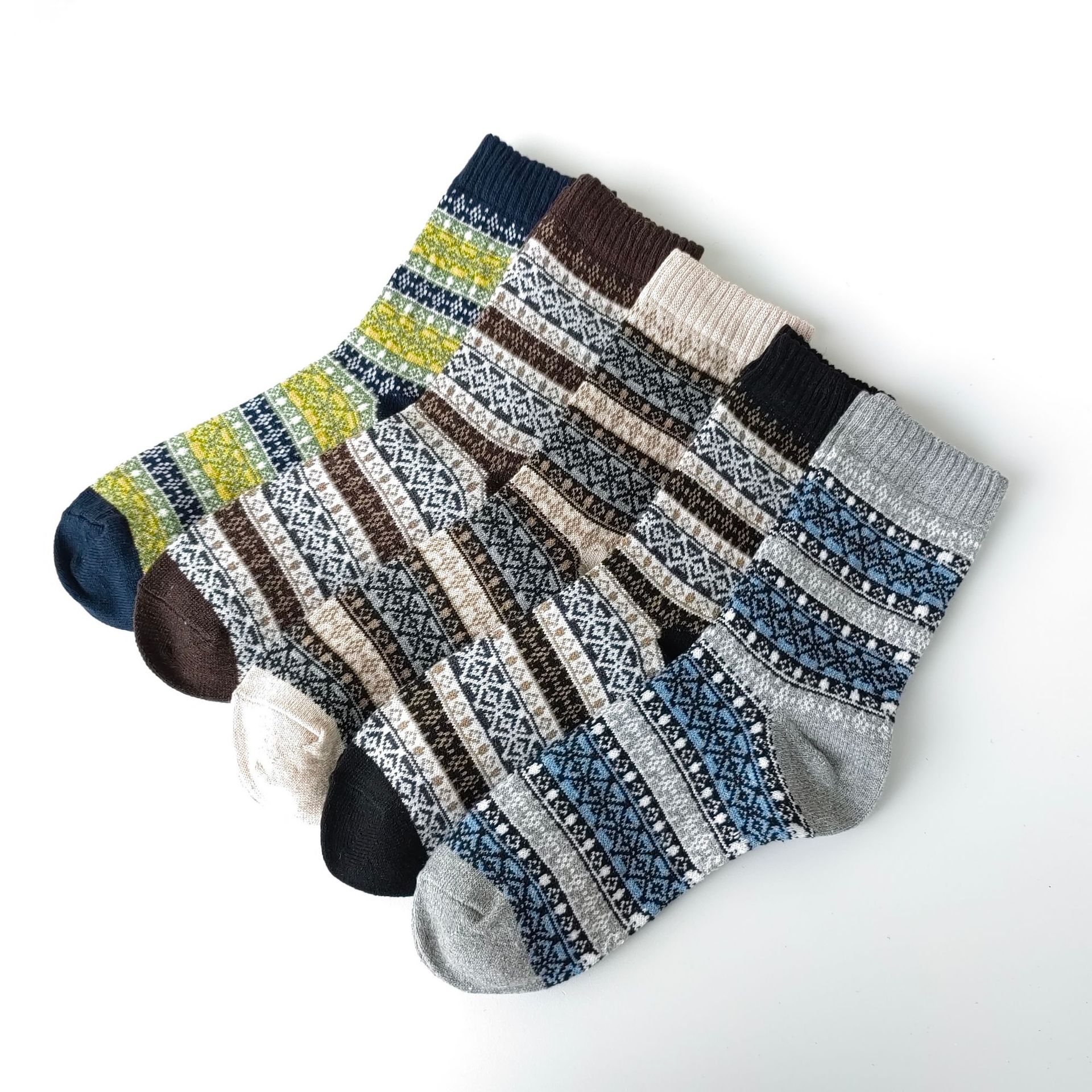 Mens Socks Vintage Ethnic-style Wool Socks For Winter
