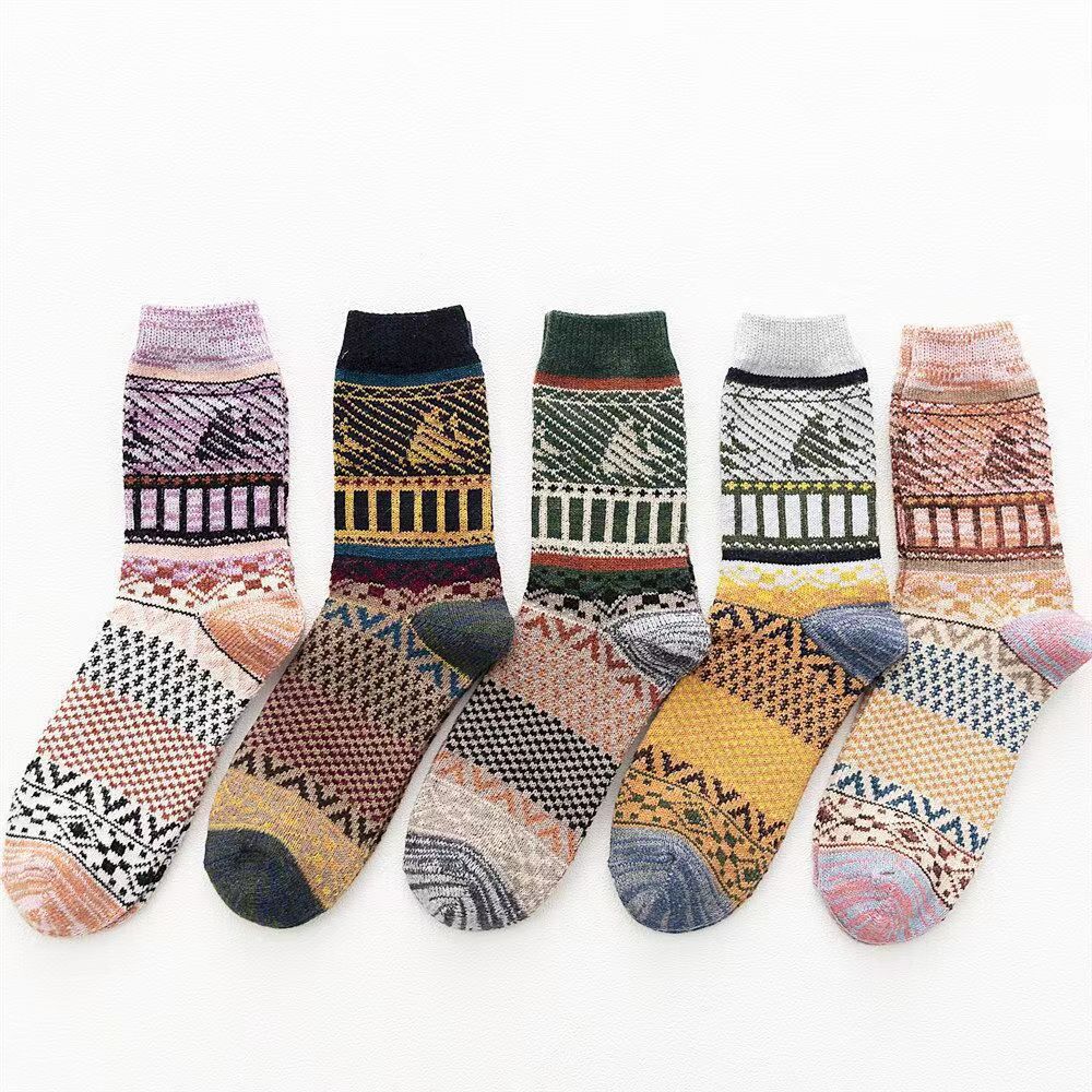 Mens Socks Vintage Ethnic-style Wool Socks For Winter