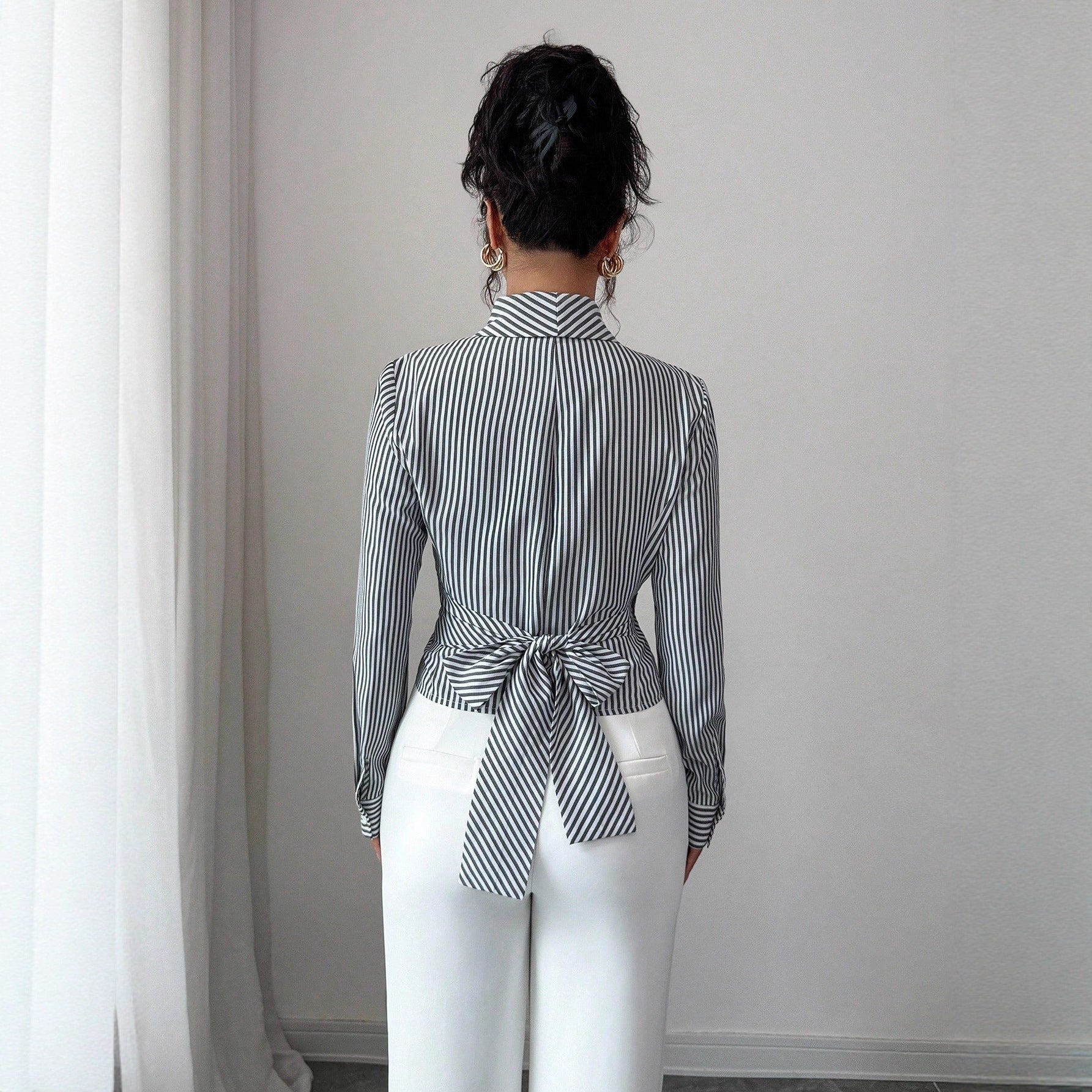 Irregular-shaped Metal Embellished Top For Women