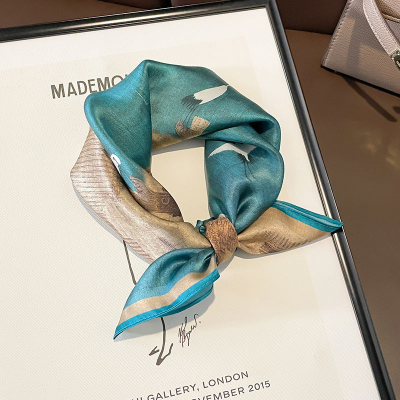 Beige Silk Square Scarf For Womenversatile And Easy To Style