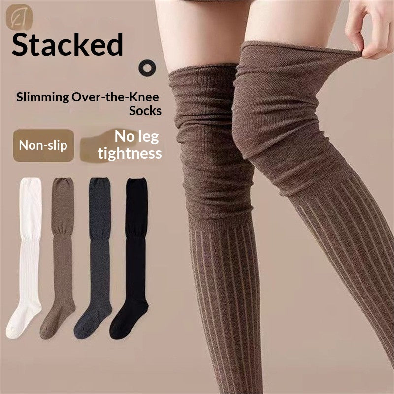 Womens Knee-High Cotton Socks For Spring And Autumn