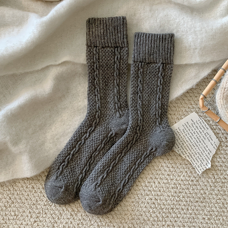 Japanese-style Twisted-knit Solid-color Versatile Basic Ankle Socks