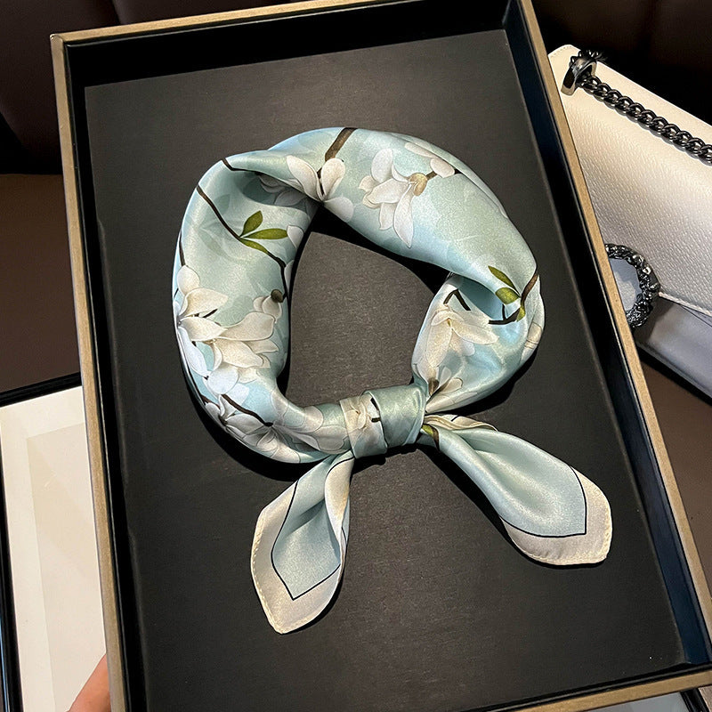 Beige Silk Square Scarf For Womenversatile And Easy To Style