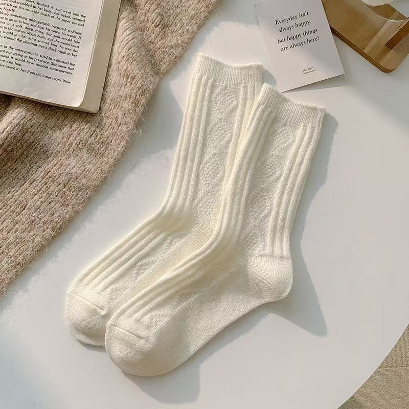 Womens Solid Color Goes With Everything Thick Warm Wool Socks