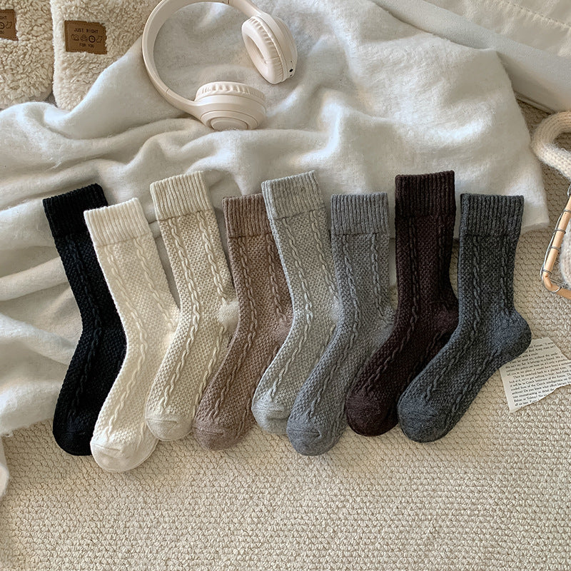 Japanese-style Twisted-knit Solid-color Versatile Basic Ankle Socks