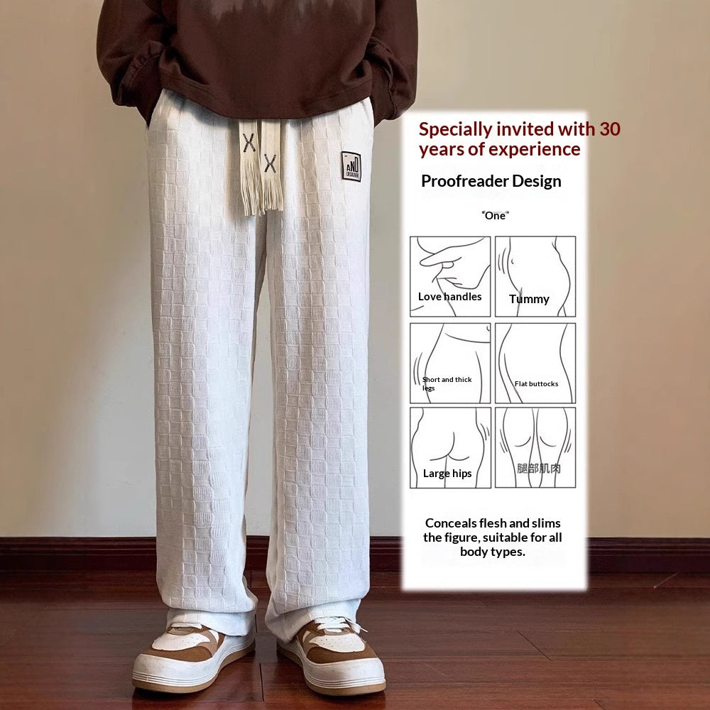 Mens Casual Plus-Size Pants With A Checkerboard Pattern