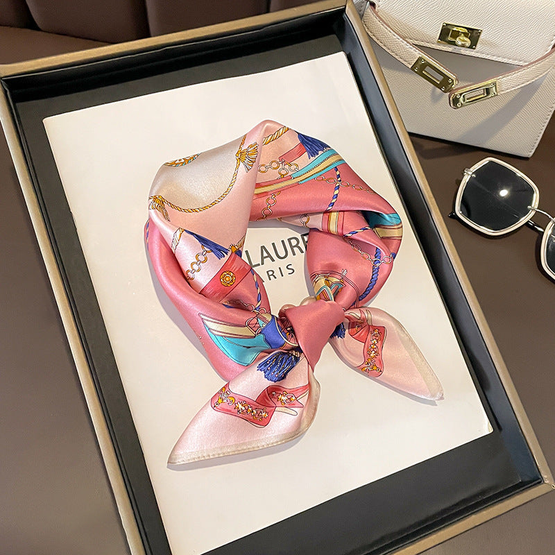 Beige Silk Square Scarf For Womenversatile And Easy To Style