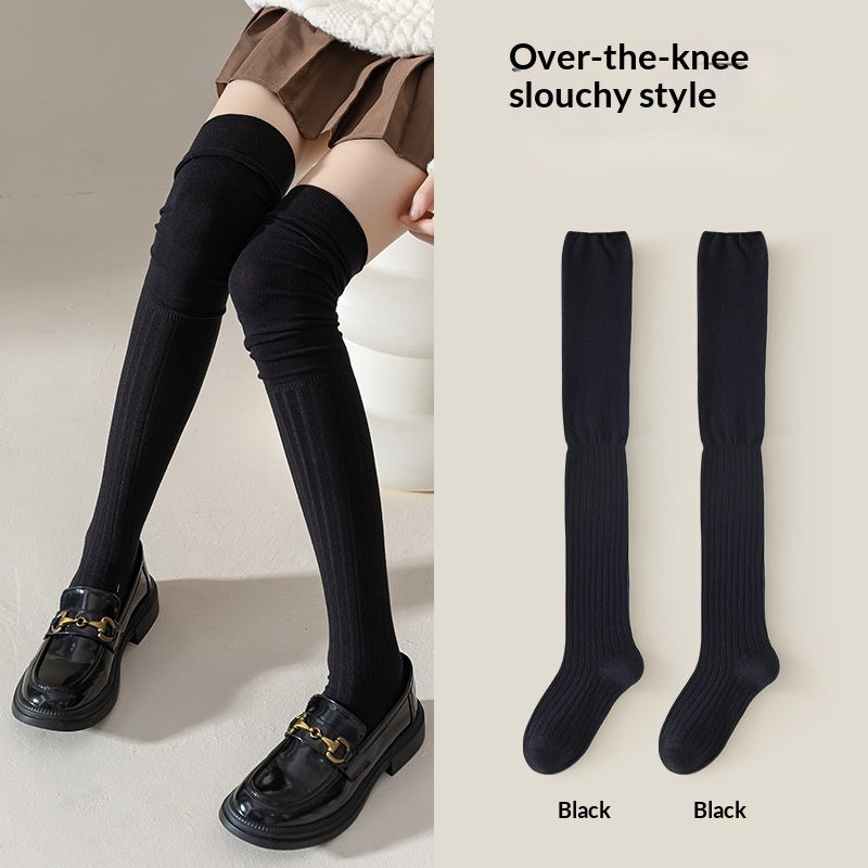 Womens Knee-High Cotton Socks For Spring And Autumn