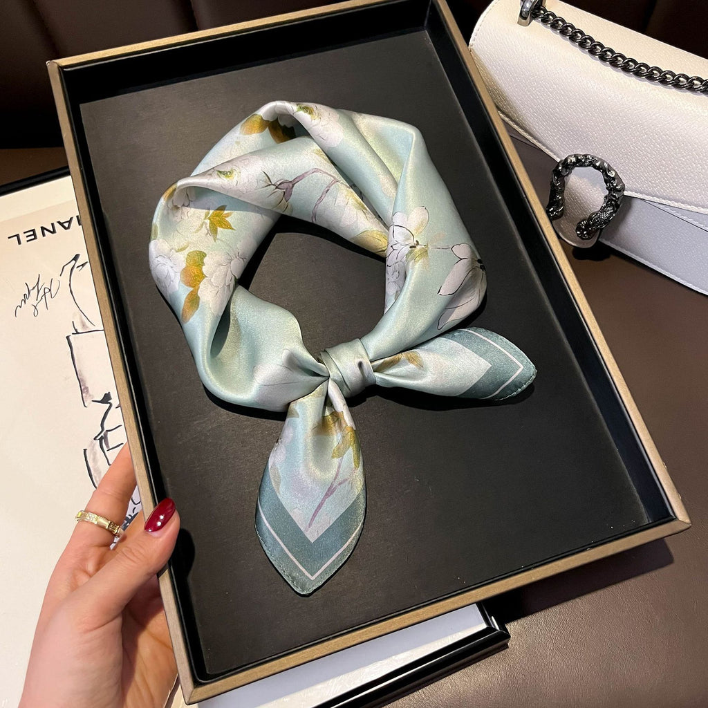 Beige Silk Square Scarf For Womenversatile And Easy To Style