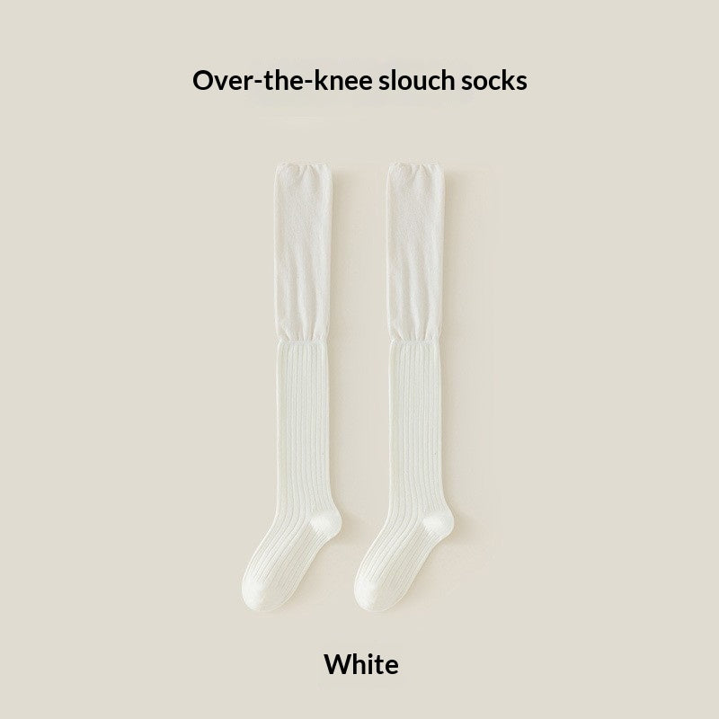 Womens Knee-High Cotton Socks For Spring And Autumn