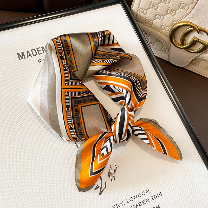 Beige Silk Square Scarf For Womenversatile And Easy To Style