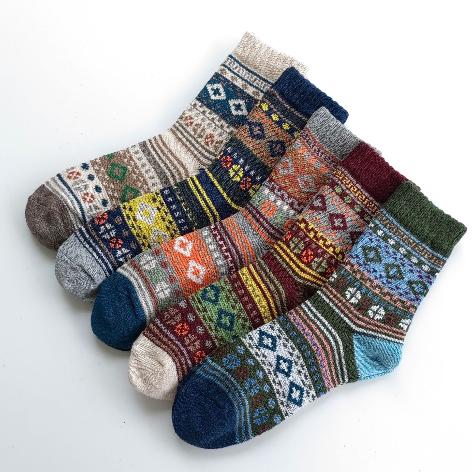 Mens Socks Vintage Ethnic-style Wool Socks For Winter