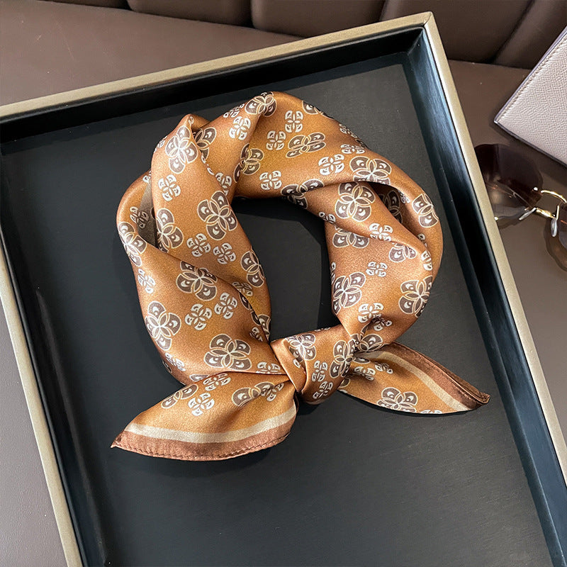 Beige Silk Square Scarf For Womenversatile And Easy To Style