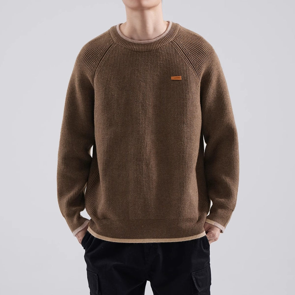Mens Loose Fit Raglan Knitted Sweater For FallWinter