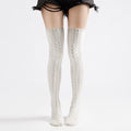 Women's Solid Color Over-the-knee Wool Foot Warmer Stockings