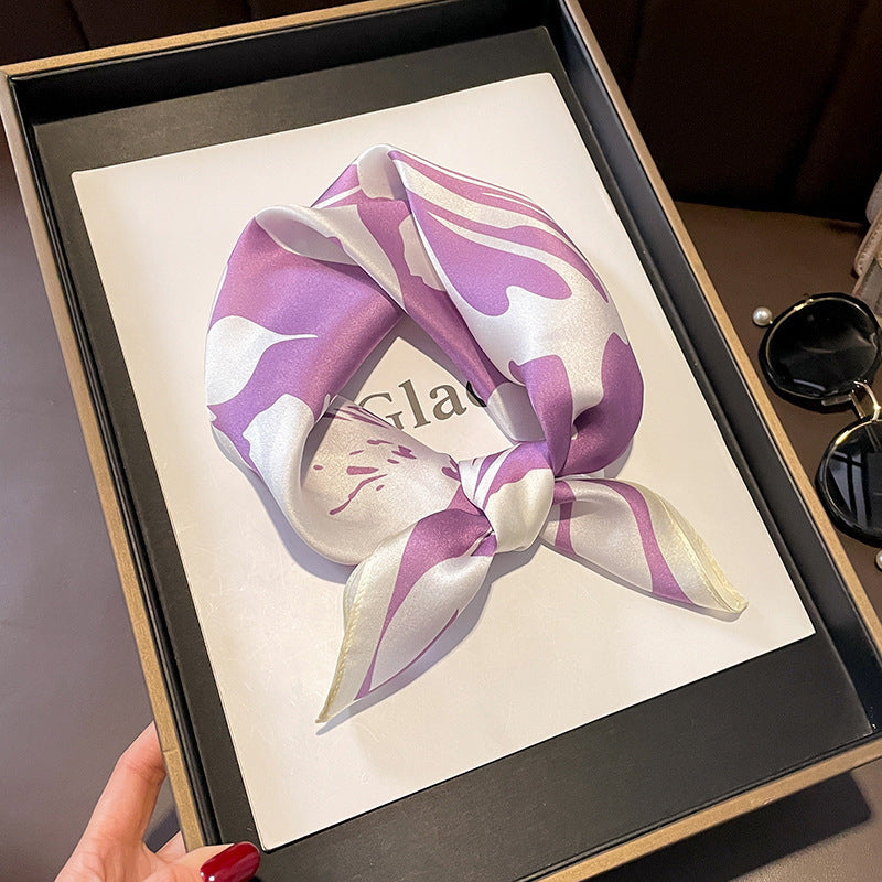 Beige Silk Square Scarf For Womenversatile And Easy To Style