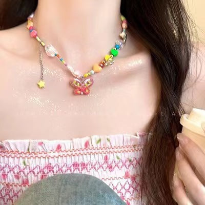 Candy Colored Dopamine Necklace Versatile For Women