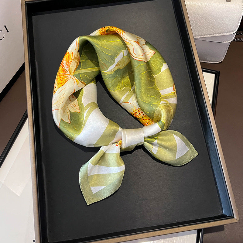 Beige Silk Square Scarf For Womenversatile And Easy To Style