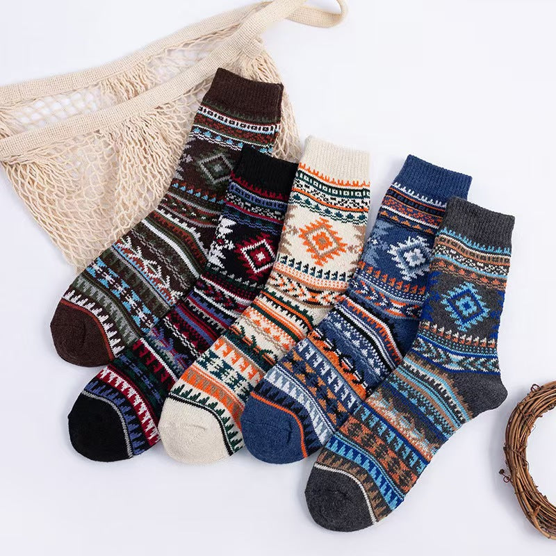 Mens Socks Vintage Ethnic-style Wool Socks For Winter