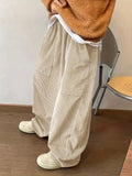 Loose-fitting Corduroy Retro Pants With A Stretchy Elastic Waist Available